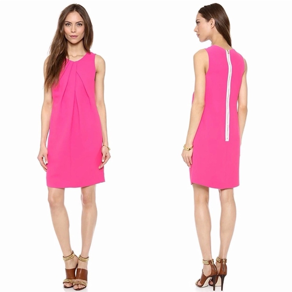 L'Agence Hot Pink Draped Front Silk Lined Mini Dress Women’s Size 8